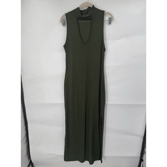 Earthbound Ribbed Maxi Dress Women XL Green Goblin Gremlin Fairycore Minimalist - Picture 1 of 7